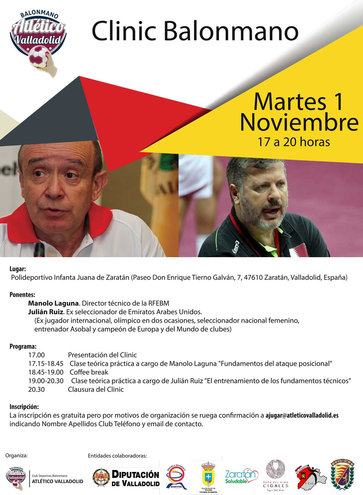 El I Clinic de Balonmano del Recoletas Atlético Valladolid se celebra mañana con la presencia de Manolo Laguna y Julián Ruiz | Galería 1 / 1
