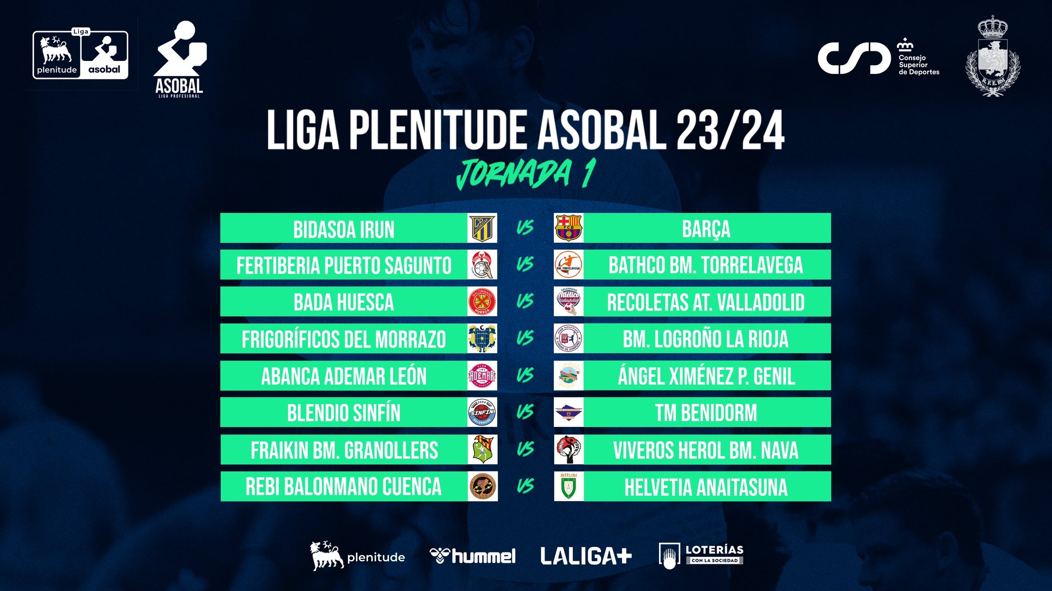 El Recoletas debutará en la Liga Plenitude Asobal 2023-2024 ante el Bada Huesca